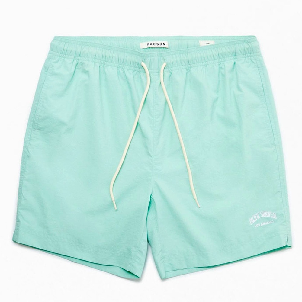 Pacsun Mint Nylon Collegiate 6.5" Swim Trunks
